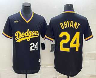 Men%27s Los Angeles Dodgers #24 Kobe Bryant Number Black Stitched Pullover Throwback Nike Jerseys->los angeles dodgers->MLB Jersey
